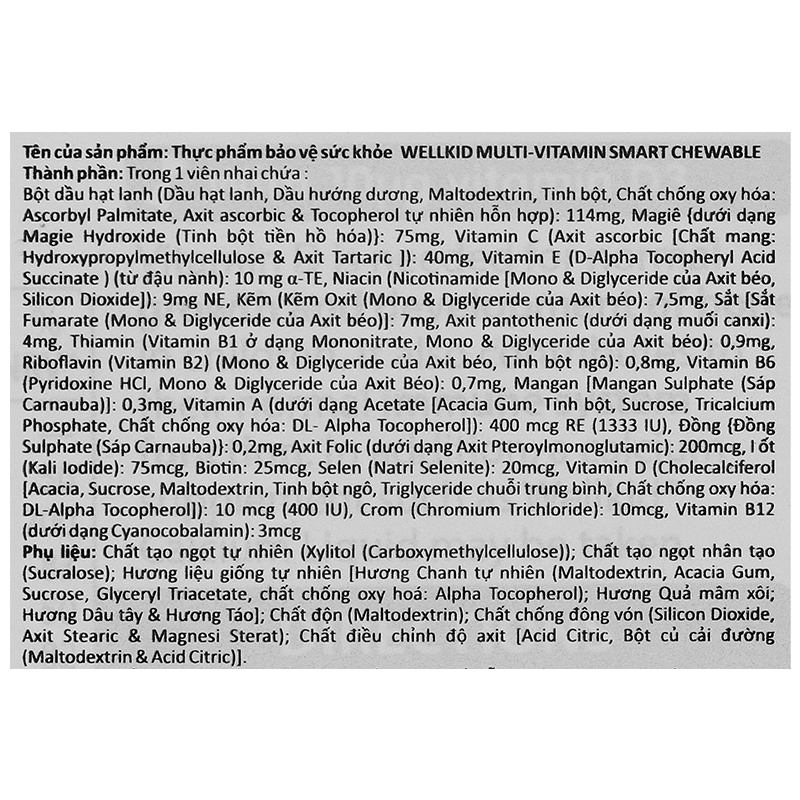 Vitabiotics Wellkid Multi-Vitamin Smart Chewable hỗ trợ tăng cường sức khỏe hộp 30 viên - 10